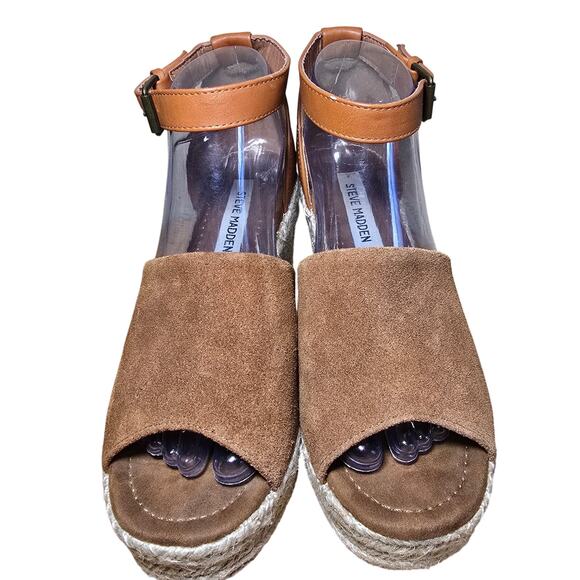 Steve Madden Marina Suede Wedge Espadrilles Ankle Strap Buckle Platform Size 8 - Picture 3 of 8